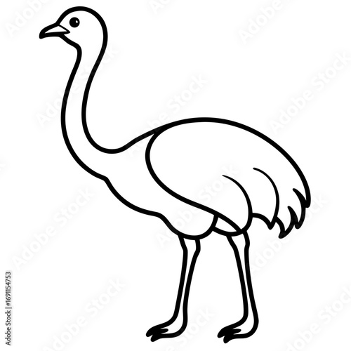 Ostrich bird outline vector, a modern ostrich bird icon art design, black vector of an ostrich bird, simple ostrich bird art, an ostrich bird isolated