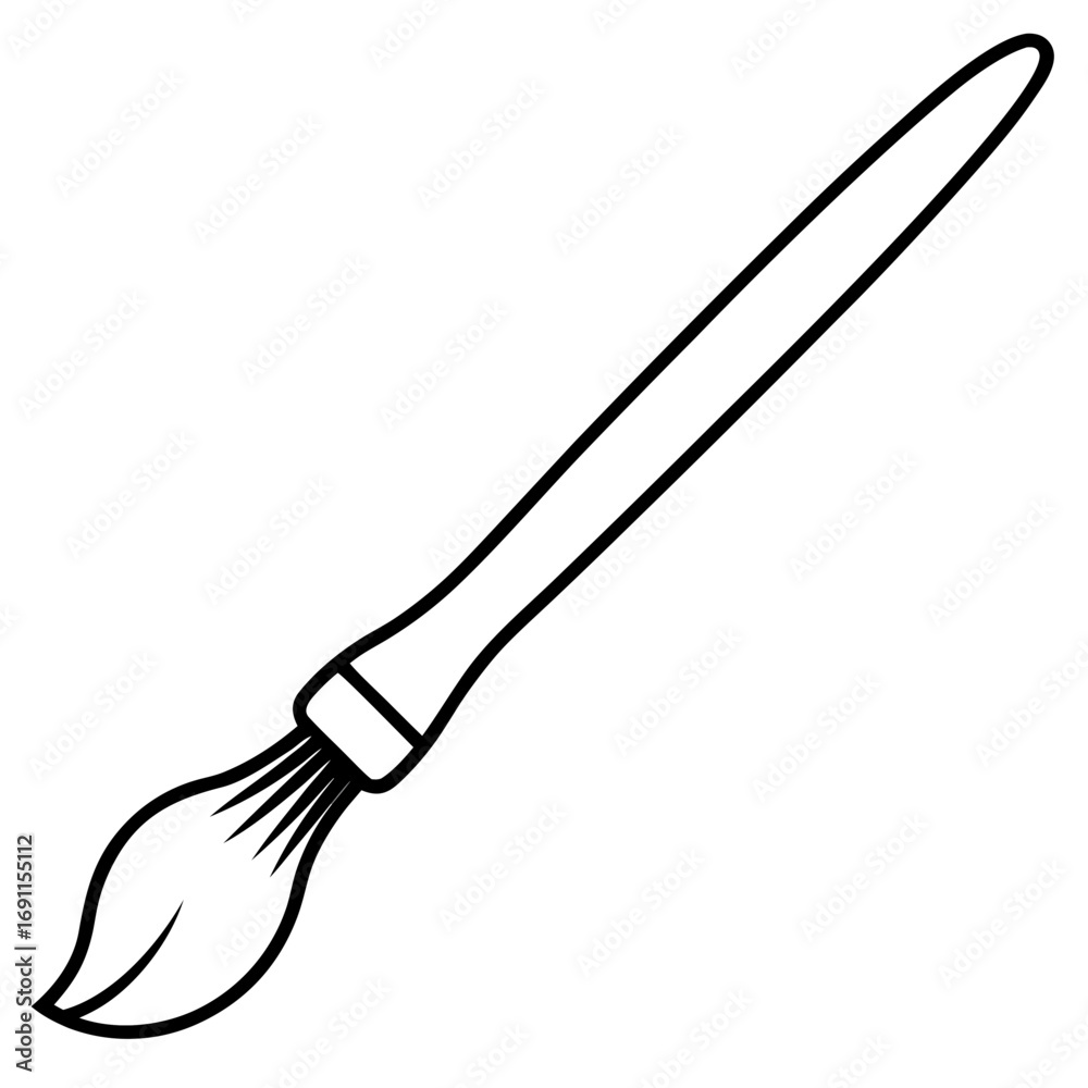 Fototapeta premium Paint brush outline vector, a modern paint brush icon art design, black vector of a paint brush, simple paint brush art, a paint brush isolated