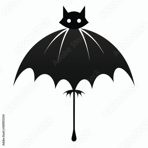 A whimsical black umbrella vector design creatively designed and illustrated featuring grayscale and CMYK colors suitable for various creative projects