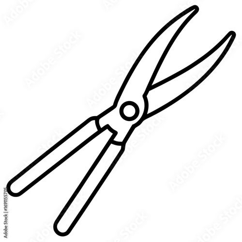 Pruning shear outline vector, a modern pruning shear icon art design, black vector of a pruning shear outline, simple pruning shear art, a set of pruning shear icons isolated