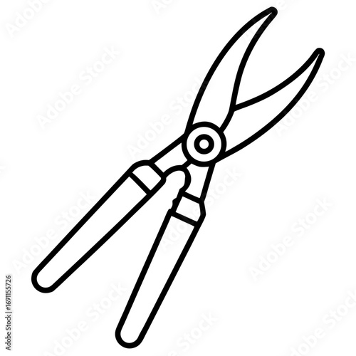 Pruning shear outline vector, a modern pruning shear icon art design, black vector of a pruning shear outline, simple pruning shear art, a set of pruning shear icons isolated