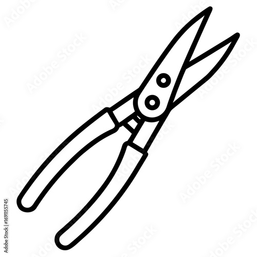 Pruning shear outline vector, a modern pruning shear icon art design, black vector of a pruning shear outline, simple pruning shear art, a set of pruning shear icons isolated