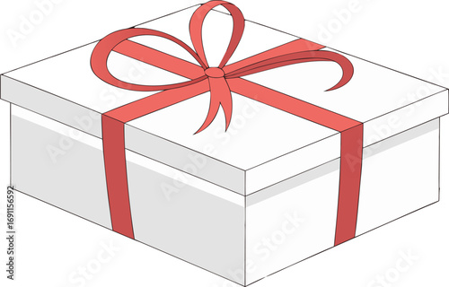 Festive gift box illustration with a vibrant red ribbon perfect for celebrations and promotions
