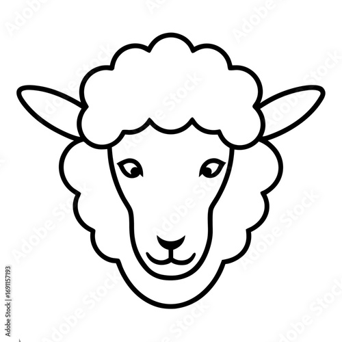 Sheep vector, a modern sheep animal icon art design, black vector of a sheep head outline, simple sheep head art, a set of sheep icons isolated