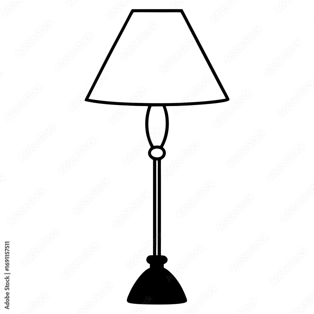 Fototapeta premium Desk lamp vector, a modern desk lamp icon art design, black vector of a desk lamp outline, simple desk lamp art, a set of desk lamp icons isolated