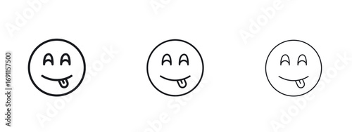 Yummy smile emoji icon logo vector template. Simple style icons