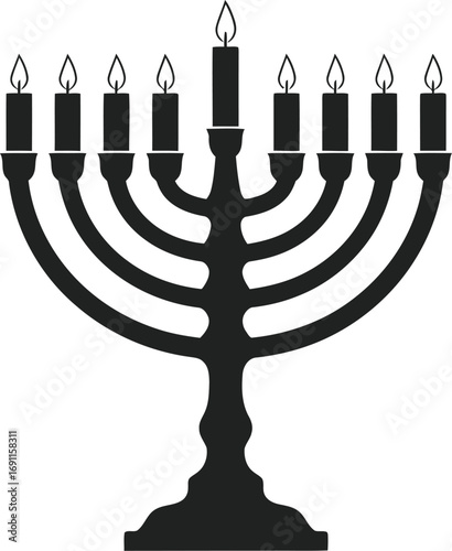 Illustration of a menorah, a candelabrum used in jewish faith, it is a symbol of hanukkah and judaism, often used in religious and cultural contexts
