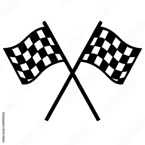 Crossed racing flags vector, a modern racing flags art design, black vector of a racing flags outline, simple racing flags art, a set of racing flags isolated