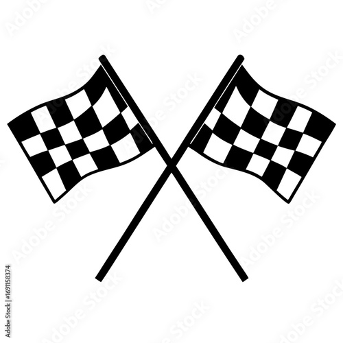Crossed racing flags vector, a modern racing flags art design, black vector of a racing flags outline, simple racing flags art, a set of racing flags isolated