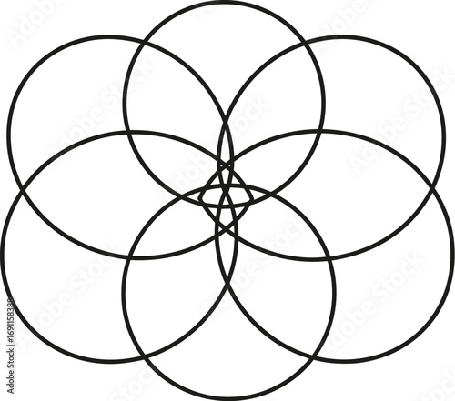 A geometric flower of life, representing interconnectedness, harmony, and sacred geometry, with a delicate and intricate design