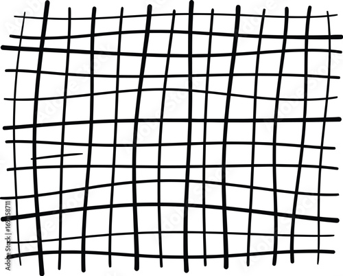Hand drawn grid irregular lines create a simple, minimalist pattern, perfect for backgrounds, textures, or design elements with a handmade feel