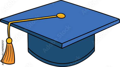 Blue Graduation Cap with Yellow Tassel academic education