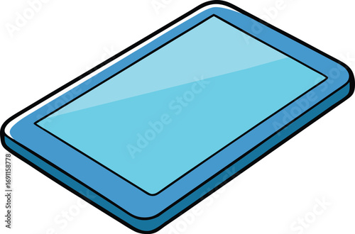 Blue Tablet Device With Light Blue Screen technology
