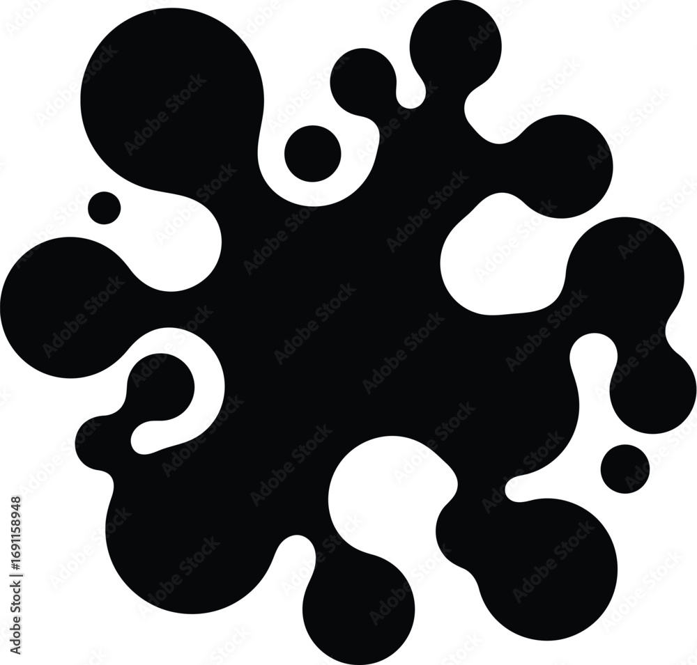 Fototapeta premium A black and illustration of a splash, representing fluidity, movement, and organic form in a minimalist and dynamic design