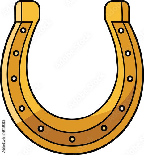 Golden Horseshoe with Nail Holes lucky luck
