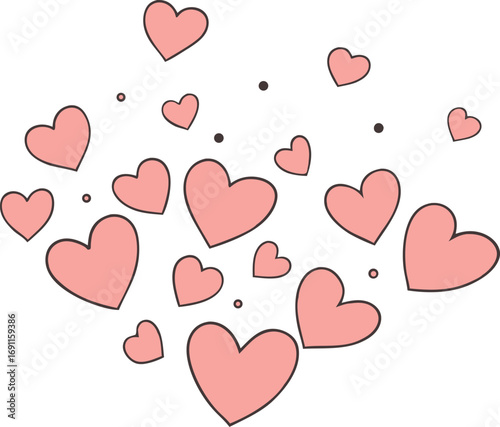 Pink Hearts Scattered With Small Dots love romance