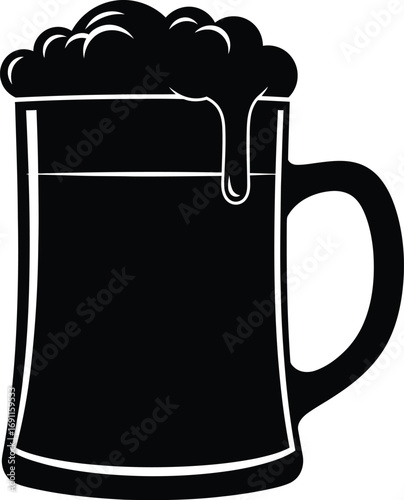 Illustration of a beer mug with foam, a symbol of celebration, relaxation, and good times, perfect for projects related to bars, breweries, and social gatherings