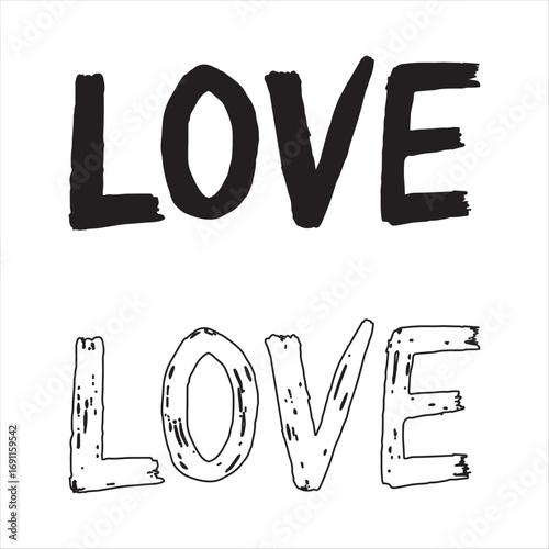 Hand written love text vector art and hand draw love text