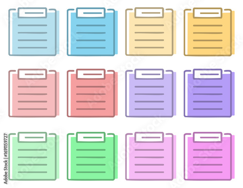 Conjunto vetorial de post-its em estilo flat, colorido