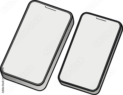 Modern smartphones displayed side by side in a clean graphic design for technology concepts