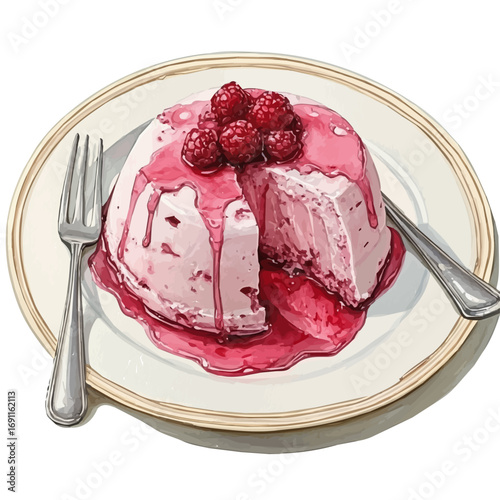 watercolor vector of Semifreddo, isolated on a white background.