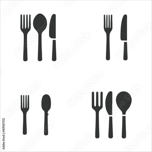 Fork spoon and knife icons