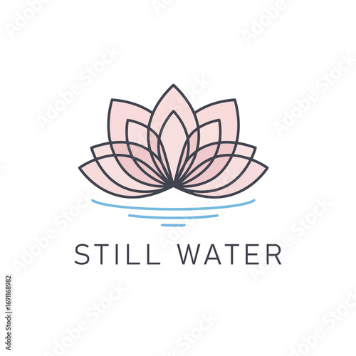 Still Water Lotus Flower Logo Design for Wellness and Spa.