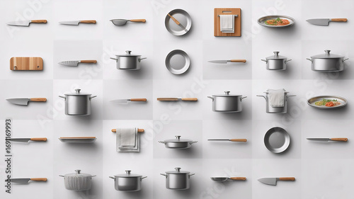 25 Realistic 3D Kitchen Icons on White Background
