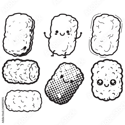Tater Tot  vector. Tater Tot Vector bundle.  Tater Tot  vector, illustration, lineart bundle 14.eps