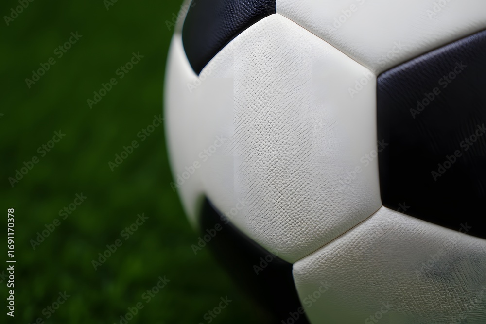 Soccer Ball on Green Grass Close-Up Soccer Ball on Green Grass Close-Up