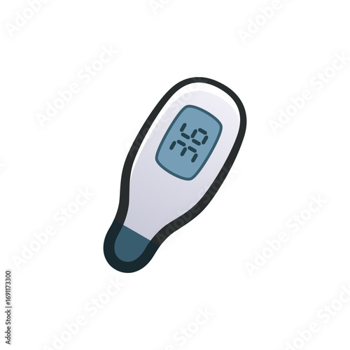 Isolated flat 3d Thermometer icon for game, interface, sticker, app. The sign in a cartoon style for match 3, arcade, rpg. The temperature device sprite for craft element in hyper casual mobile game.