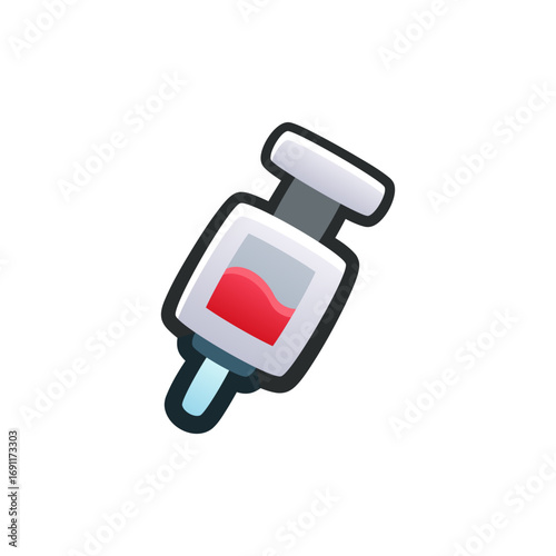 Isolated flat 3d Thermometer icon for game, interface, sticker, app. The sign in a cartoon style for match 3, arcade, rpg. The temperature device sprite for craft element in hyper casual mobile game.