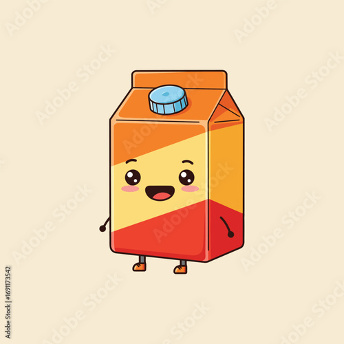 Happy Cartoon Juice Box Character Illustration.