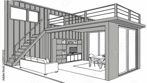Shipping Container House inside view and outside view, 3D Images of Modern Shipping Container Houses