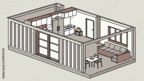 Shipping Container House inside view and outside view, 3D Images of Modern Shipping Container Houses