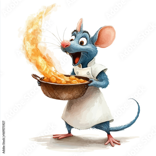 Ratatouille, watercolor illustration vector, isolated on a white background.