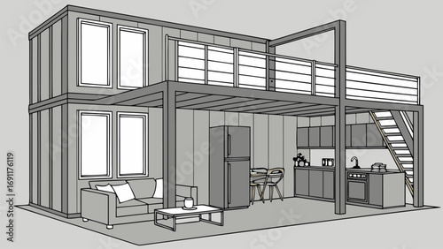 Shipping Container House inside view and outside view, 3D Images of Modern Shipping Container Houses