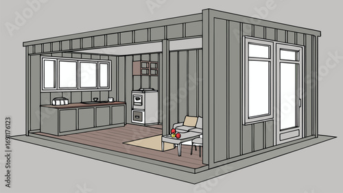 Shipping Container House inside view and outside view, 3D Images of Modern Shipping Container Houses
