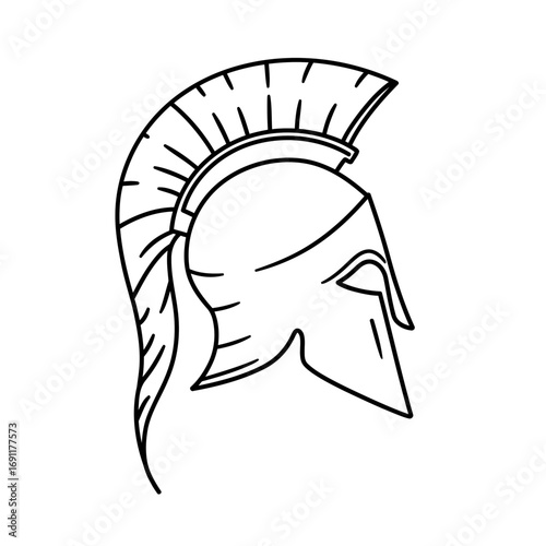 Ancient Greek Warrior Helmet Outline Illustration