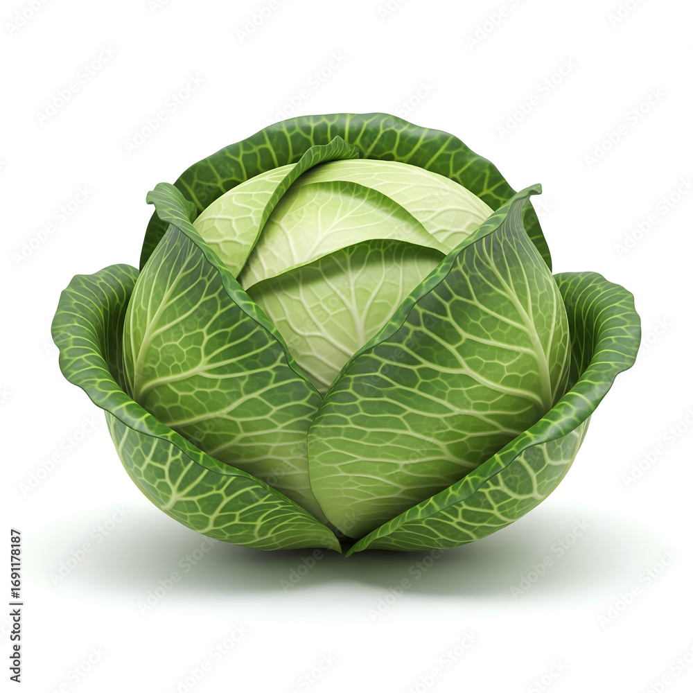 Obraz premium Fresh Green Cabbage: Close-Up Studio Shot