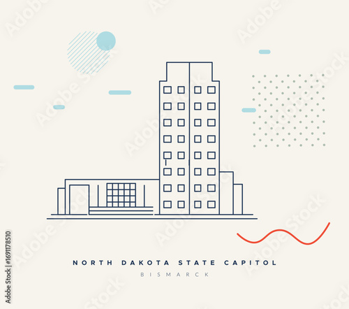 North Dakota State Capitol - Bismarck - Stock Illustration