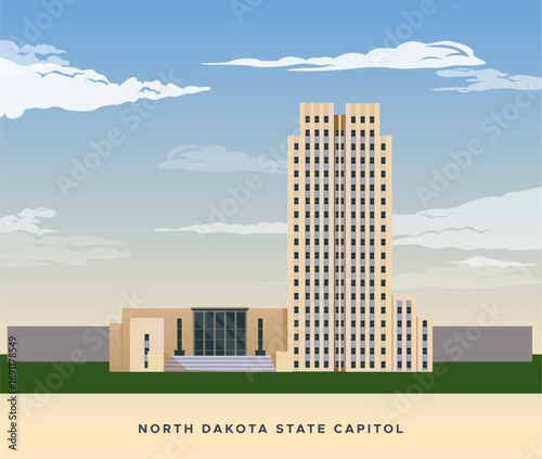 North Dakota State Capitol - Bismarck - Stock Illustration
