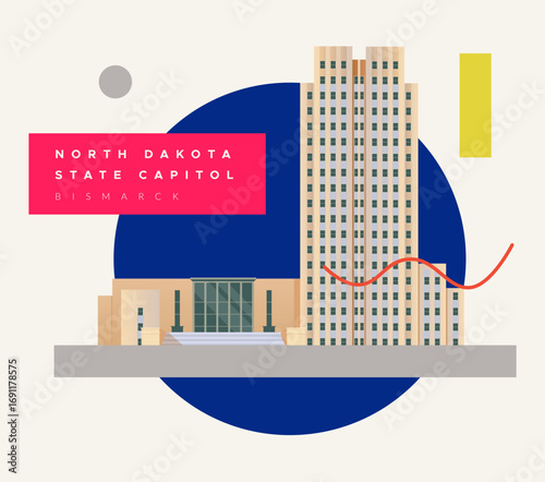 North Dakota State Capitol - Bismarck - Stock Illustration