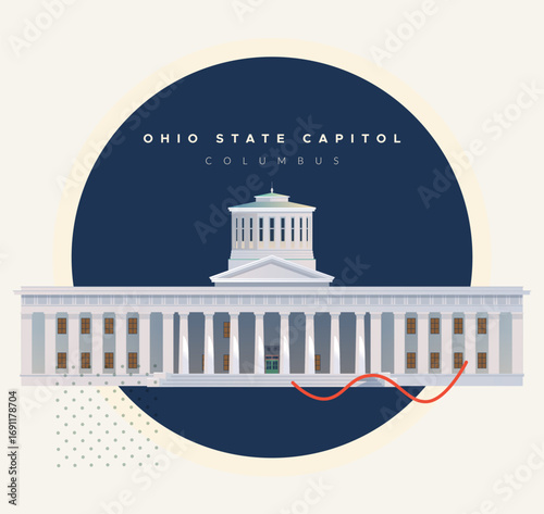 Ohio Statehouse - State Capitol in Columbus - Stock Illustration