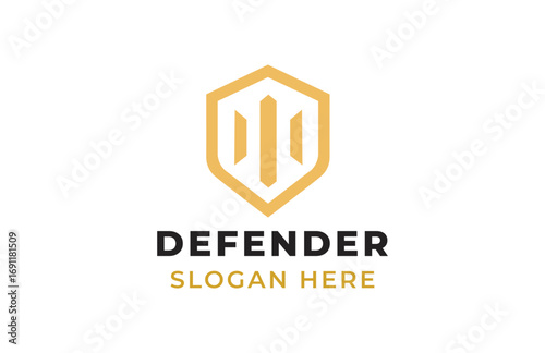 Minimalist Sword Shield Badge Design