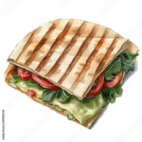 Quesadilla, watercolor drawing vector, isolated on a white background.