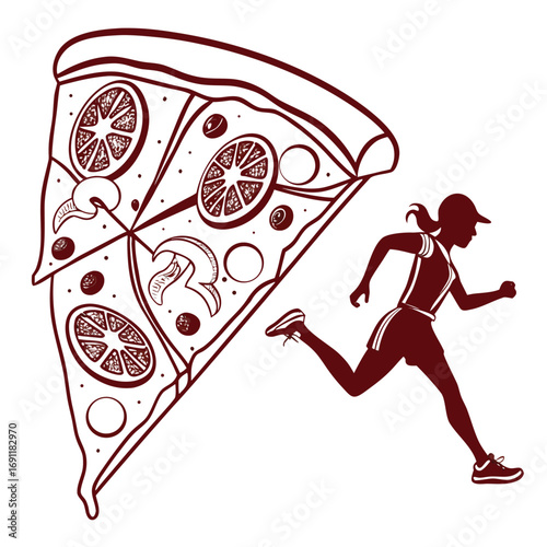 Running Away From Pizza Slice Illustration