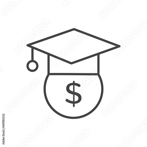 Scholarship icon stroke liner version on white background