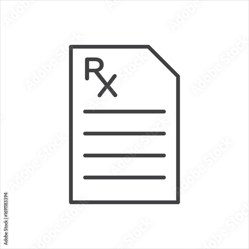 Prescription icon stroke liner version on white background