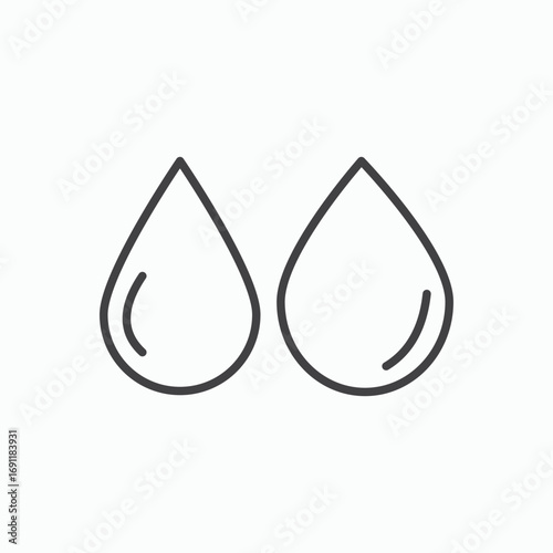 Water drop shape icon stroke liner version on white background